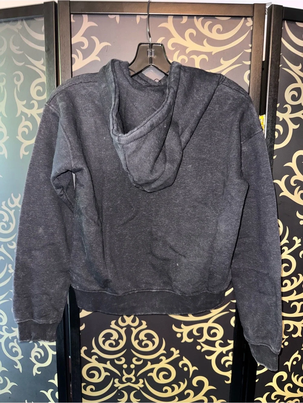 Fashion Nova Black Crewneck Hoodie with White Cross Graphic